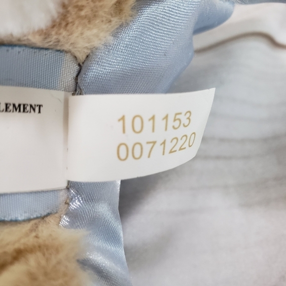 Bearington Baby Tan Blue Bunny Rabbit Plush Stuffed Toy 8 Inch Satin Rattle Bow - Picture 8 of 9